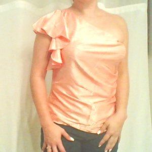 JLO Ruffle one shoulder long night out shirt :)